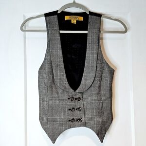 Vintage Y2K Millard Fillmore Plaid Tailored Vest Academia Preppy XS